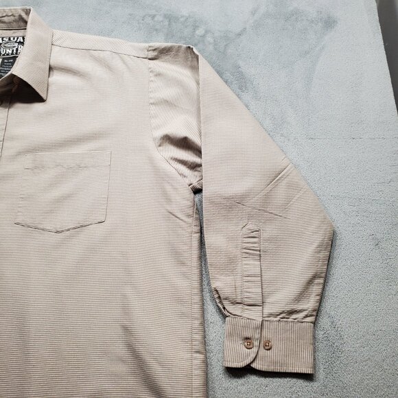 Casual Country Outfitters Button Up Plaid Shirt 1 Pocket Tan White Men Sz XL - Picture 5 of 9